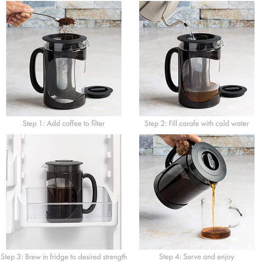 6 Cup Deluxe Cold Brew Iced Coffee Maker with Comfort Grip Handle