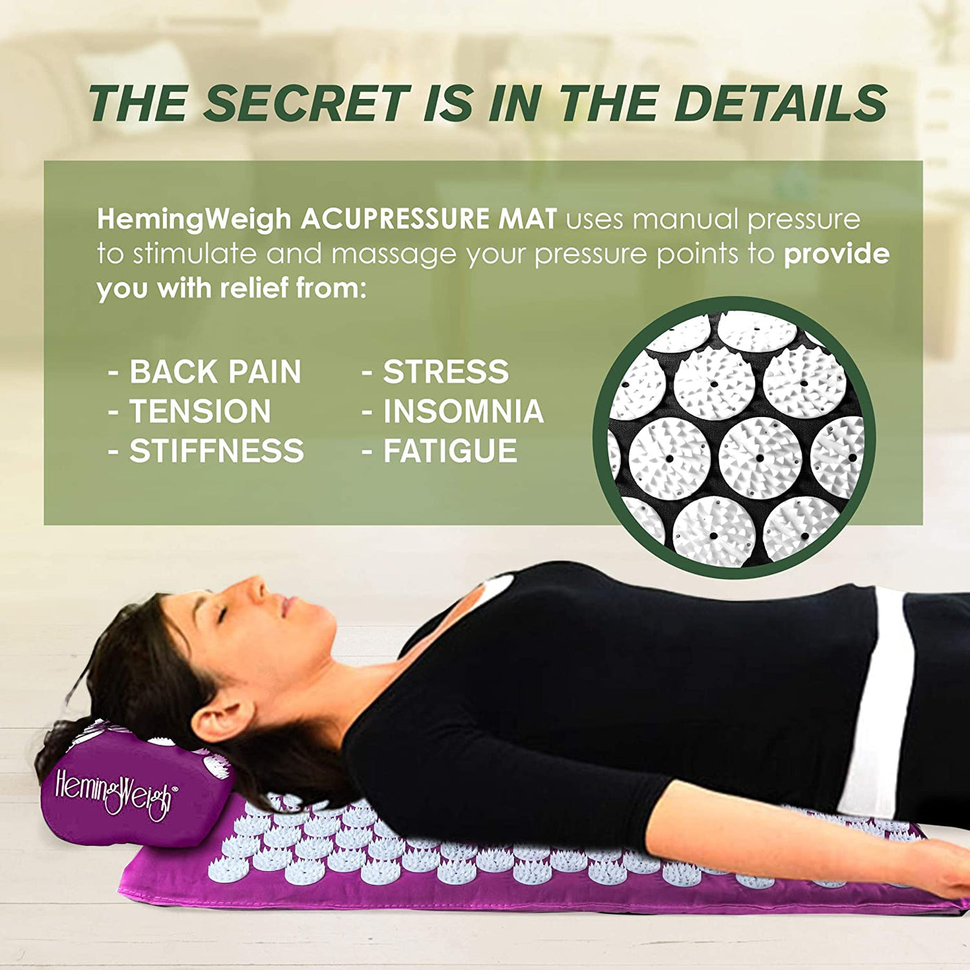 Acupressure Pain Relief Massage Mat And Pillow Set 