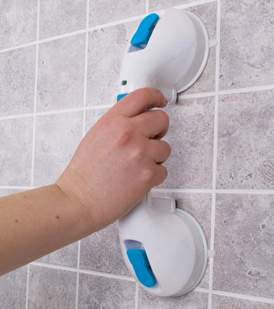 Carex Suction Shower Grab Bar – 12” Ultra Grip Shower Handle - Dual Locking Grab Bars for Bathtubs and Showers – Seniors, Disabled, Handicap, Elderly Assistance Product