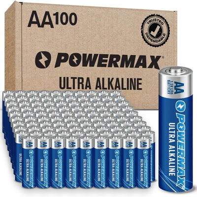 100-Count AA Batteries, Ultra Long Lasting Alkaline Battery, 10-Year Shelf Life, Reclosable Packaging