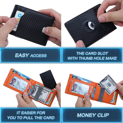  Mens Wallet with Airtag Slot and Money Clip RFID Blocking