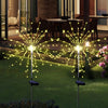 Solar Garden Firework Lights Outdoor Waterproof 2 Pack Solar Powered Art Stake Twinkle Lighting for Outside Decor, 120 LED Sparklers String Lights for Yard Pathway Patio Party Decorations (Warm)