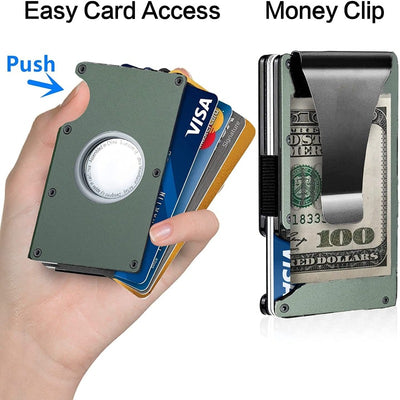 Minimalist Money Clip AirTag Wallet ID Credit Card with RFID Blocking (No Airtag)