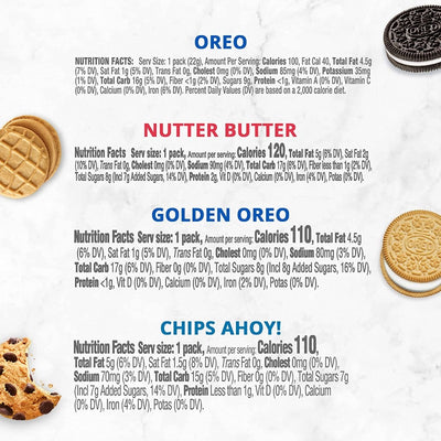 Oreos, Chips Ahoy & Nutter Butter Cookie Snacks Variety Pack, School Lunch Box Snacks, 56 Snack Packs (2 Cookies Per Pack)