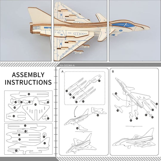  3D Wooden Puzzle Model Fighter Jet
