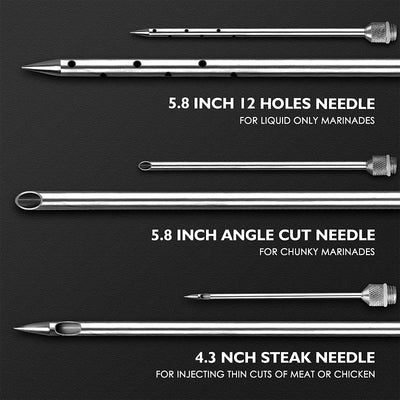 Stainless Steel Marinade Injector Syringe for BBQ Grill and Turkey