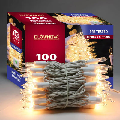  Patriotic String Lights, 100 Count 19.6 FT July 4th Mini White Wire Fairy Lights, 120V UL Certified Connectable Incandescent Independence Day