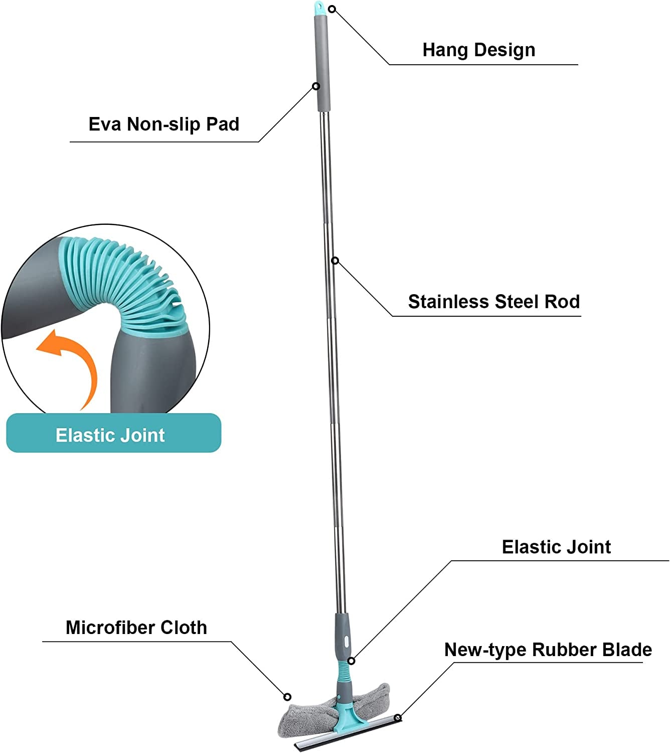  2 in 1 Window Cleaning Tool Kit with Extension Pole