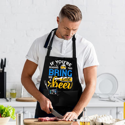 Apron for Men with Three Pockets - Gifts for Fathers Day, Birthday Gifts for Men-Gift for Dad, Husband, Boyfriend, Wife-BBQ Cooking Grill Kitchen Chef Apron