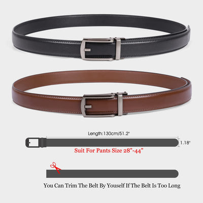 Set of 2 Leather Ratchet Dress Belt for Men