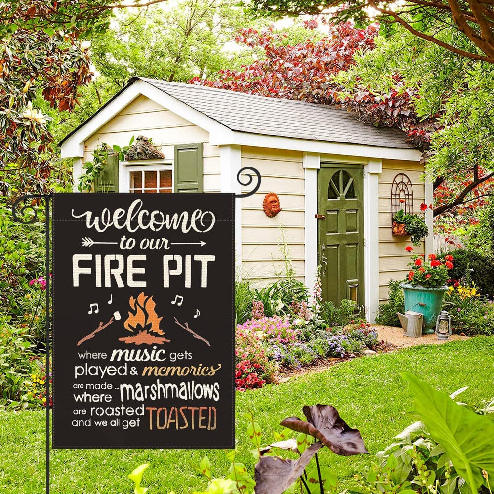  Welcome To Our Fire Pit Camping Garden Flag 