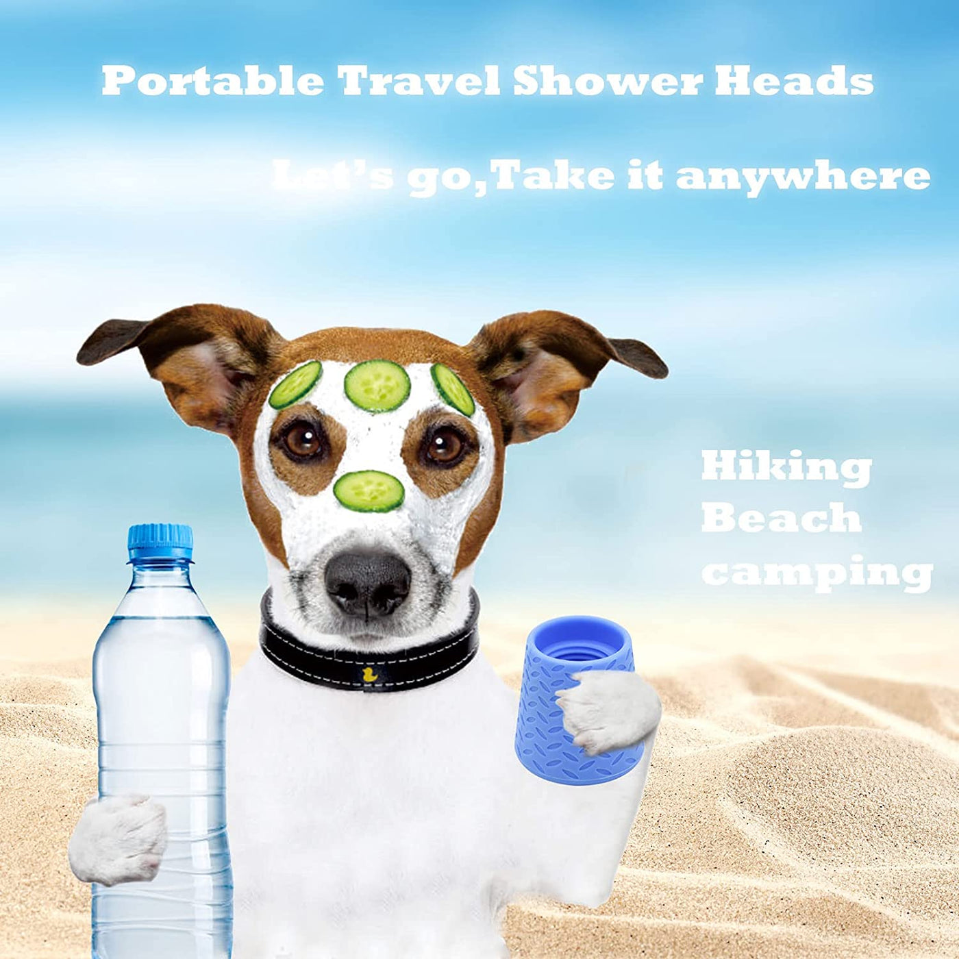  Silicone Dogs Shower Sprayer Head Attachment - Pet Shower Cap Sprinkler | Portable Outdoor Shower Heads for Camping, Hiking, Beach - Fits Most Plastic Mineral Water Bottle, 1 Pack Green