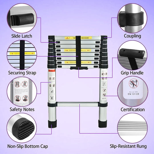 Aluminum Telescoping Ladder 8.5FT Extension Ladders for Home