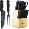 16 Piece Kitchen Block Knife Set With Boning Knife and Carving Fork