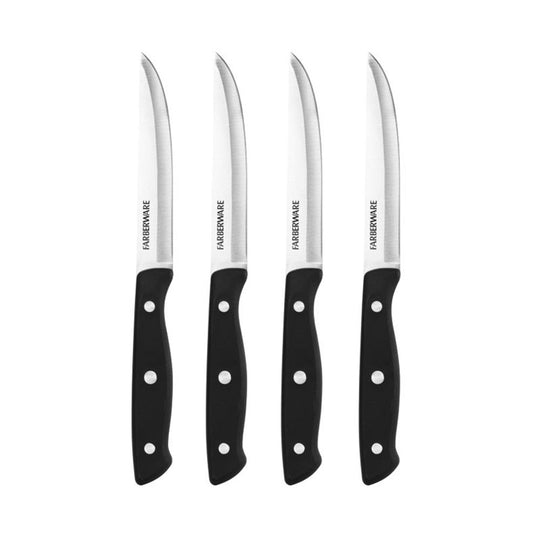 Farberware Classic Set of 4 4.5-Inch Full Tang Triple Riveted Steak Knife with Black Handle
