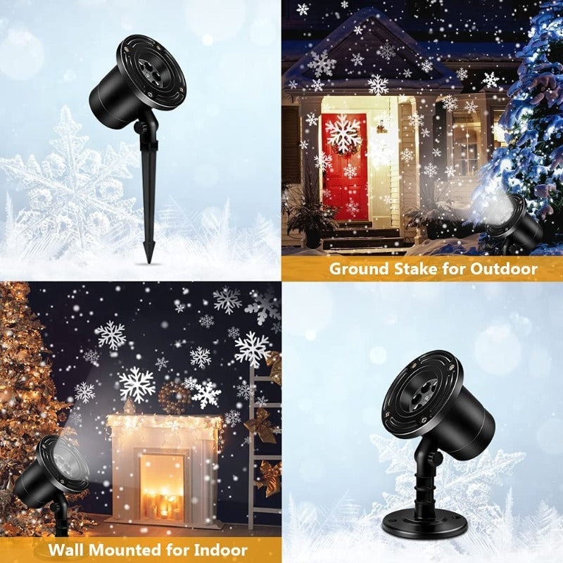 Christmas Dynamic Snowflake Projector Lights White, LED Snow Falling Projector IP65 Waterproof
