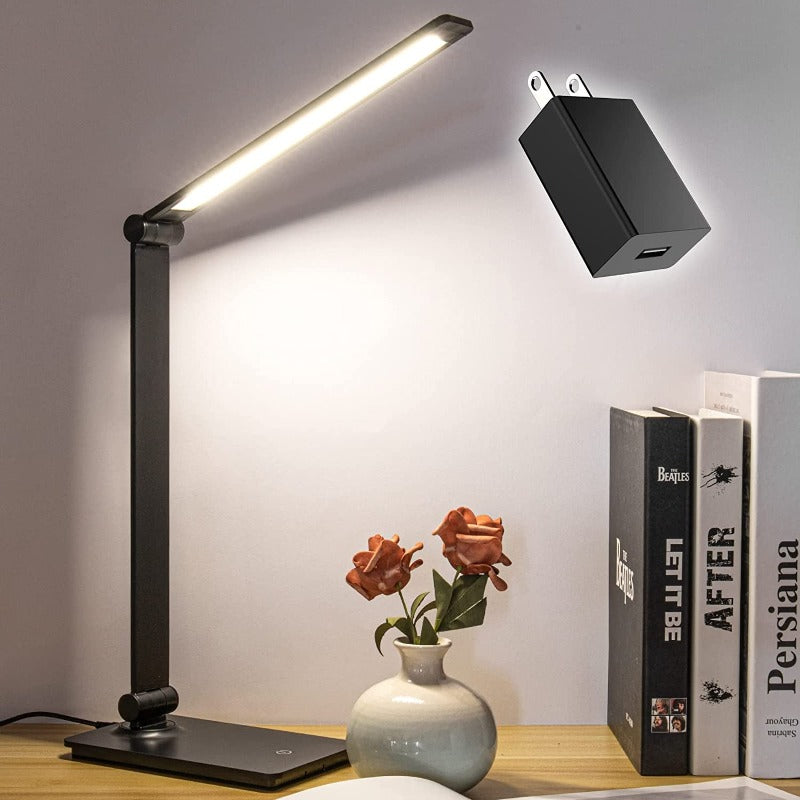 Touch Control LED USB Desk Lamp- Dimmable Table Lamps with USB Port (Include AC Power Plug)