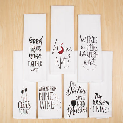 7 Piece Set "Wine Not Have Fun" Flour Sack Kitchen Towel 