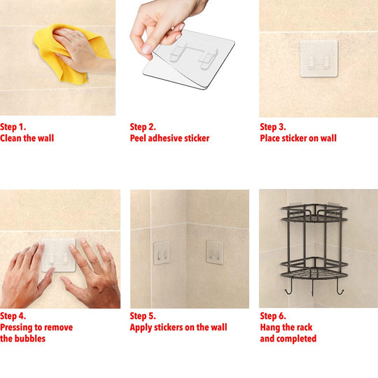 2-Tier Bathroom Corner Shower Caddy Organizer with Adhesive Wall Mount
