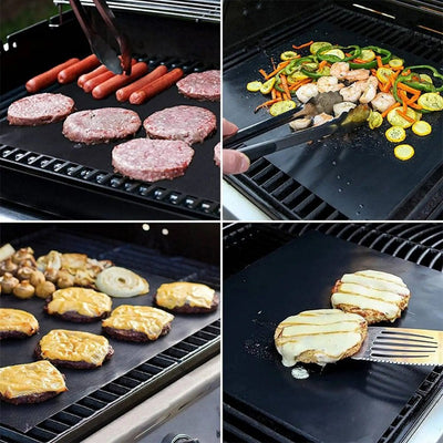 Set of 5 Heavy Duty Non-Stick BBQ Grill Mats , Reusable, and Easy to Clean - Works for Gas Grill, Electric, Charcoal, Smokers
