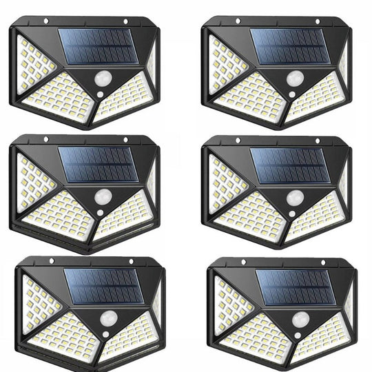 6 Pack  Motion Sensor Security Lights 100LED, Uibetux IP65 Waterproof Solar Powered Wireless Fence Lights with 270° Wide Angle