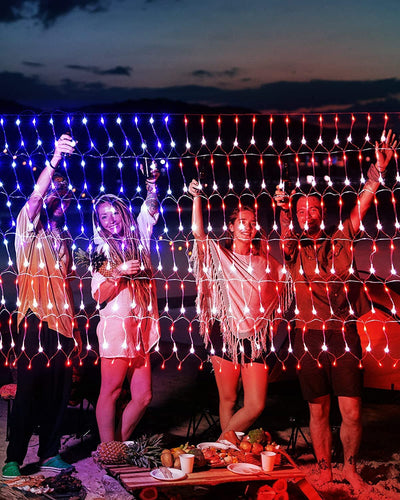  LED American Flag Lights for Outdoors, IP44 Waterproof 420 LED USA Flag Net Light for Christmas, Fourth of July, Memorial Day, Independence Day, Veterans Day