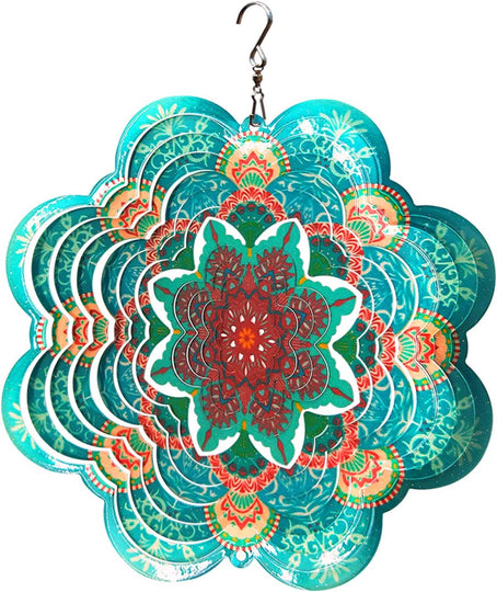 Stainless Steel Wind Spinner-3D Indoor Outdoor Garden Decoration Crafts Ornaments 6Inch Multi Color Mandala Flower Wind Spinners