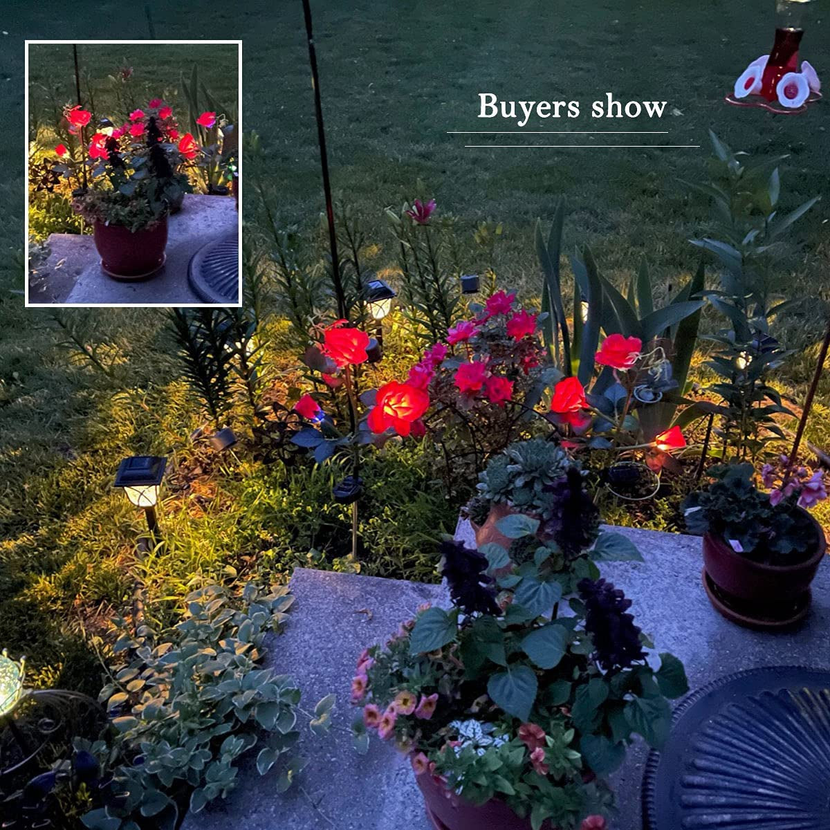 Solar Rose Lights Outdoor Solar Garden Stake Lights, 2 PCS Solar Flowers Lights Outdoor Garden, Waterproof LED Roses Flowers Lights Yard Decorations Outdoor Color Changing (Red)