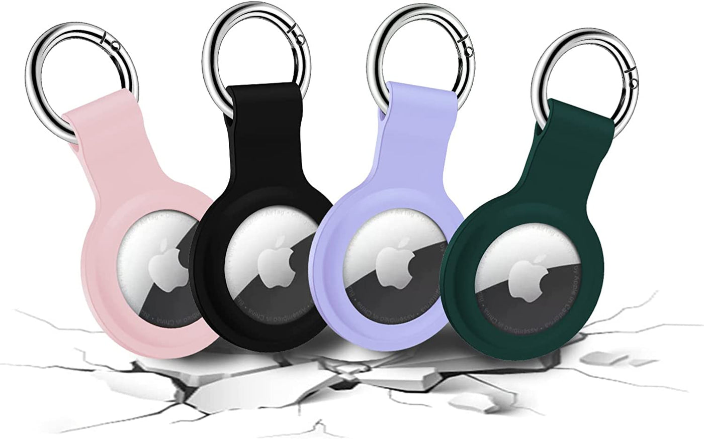 4 Pack Apple Airtag Holder Keychains - Ultra Light Silicone Case for Airtags