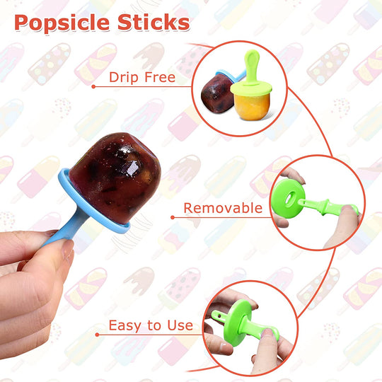  Holders for Kids Drip Free Ice Cream Sticks for Ice Pop Molds Colorful Craft Stick (7 PCS)