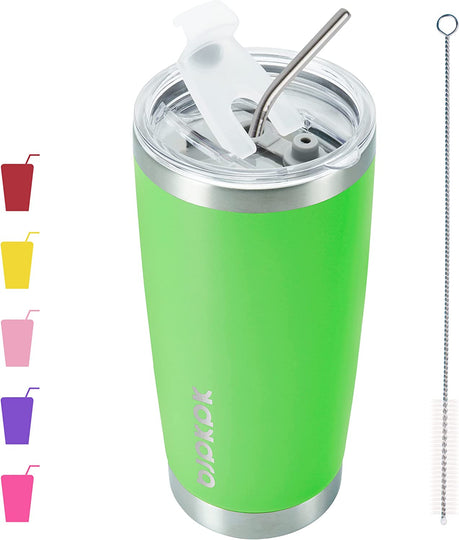  20 oz Insulated Tumblers With Lid And Straw Stainless Steel Coffee Tumbler Cup,Green