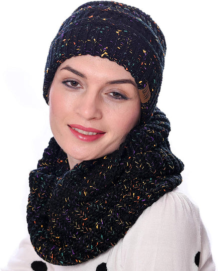 Debra Weitzner Womens Winter Slouchy Beanie Hat and Infinity Scarf Set - Knit Ski Skull Cap and Loop Scarf for Women