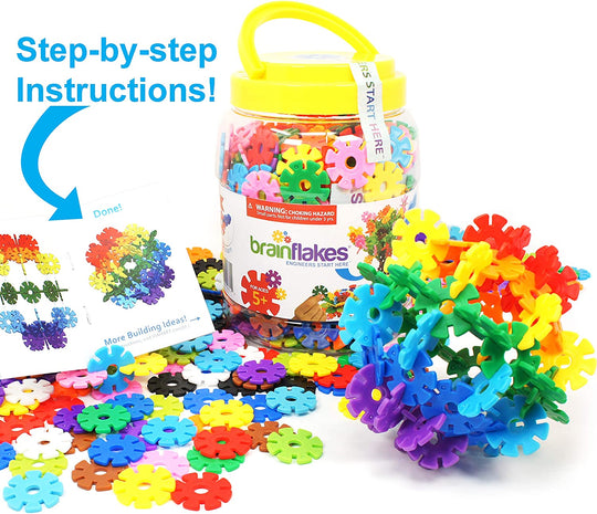 Brain Flakes 500 Piece Interlocking Plastic Disc Set - A Creative and Educational Alternative to Building Blocks - Tested for Children's Safety - A Great Stem Toy for Both Boys and Girls