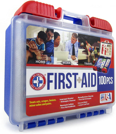 Be Smart Get Prepared 10HBC01082 100Piece First Aid Kit, Clean, Treat & Protect Most Injuries With The Kit that is great for Any Home, Office, Vehicle, Camping & Sports. 0.71 Lb