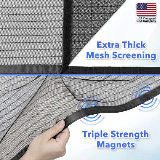 Magnetic Screen Door Heavy-Duty Reinforced Hands-Free Mesh Curtain, Pet-Friendly, Keeps Out Bugs