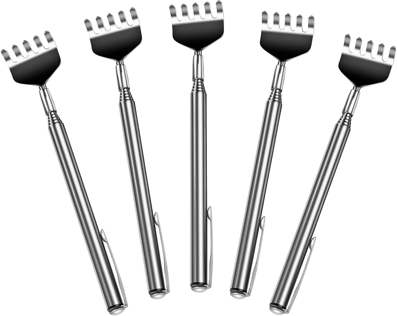 5 Pack Back Scratchers - Extendable Portable Telescopic Stainless Steel Claw