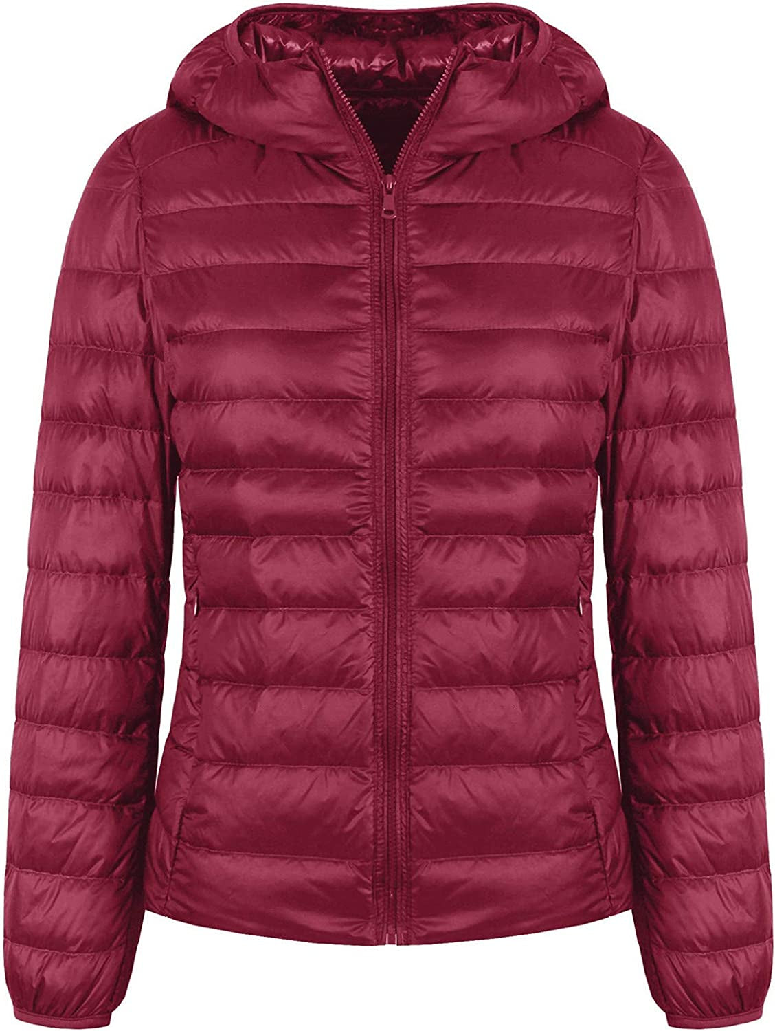  Light Weight Packable Down Coat with Hood and 2 Pockets