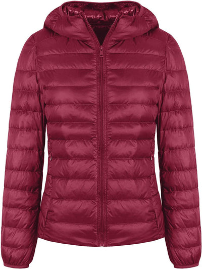  Light Weight Packable Down Coat with Hood and 2 Pockets