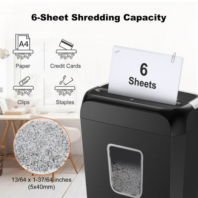 6-Sheet Cross Cut Paper Shredder Home Office Use Shredder with Handle