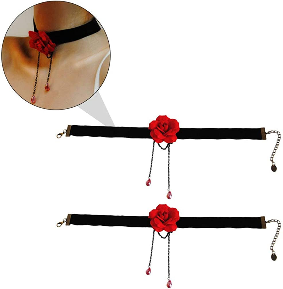  2PCS Rose Flower Choker