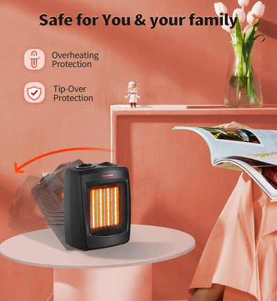 1500W Electric Space Heater - Indoor Portable with Thermostat PTC Fast Heating Ceramic