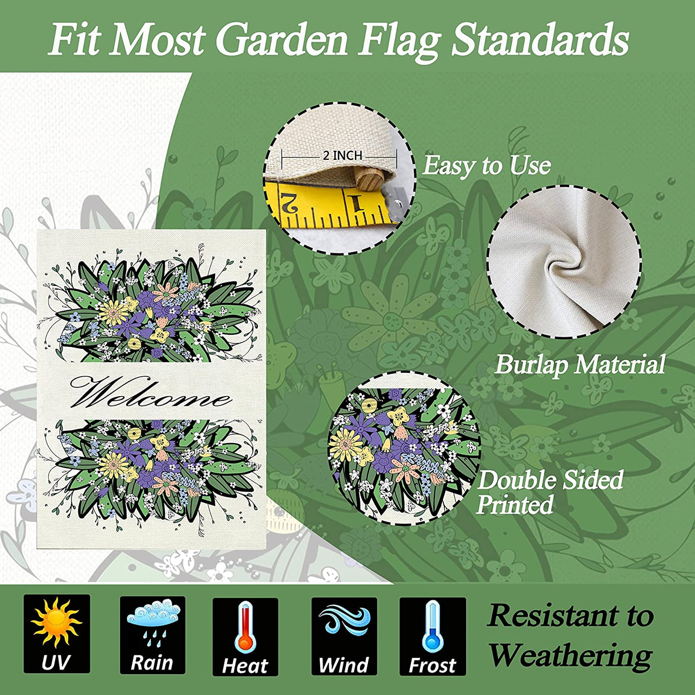 Welcome Garden Flag Spring Floral Sunflower Farmhouse Flag 12X18" for  Outside Decor 