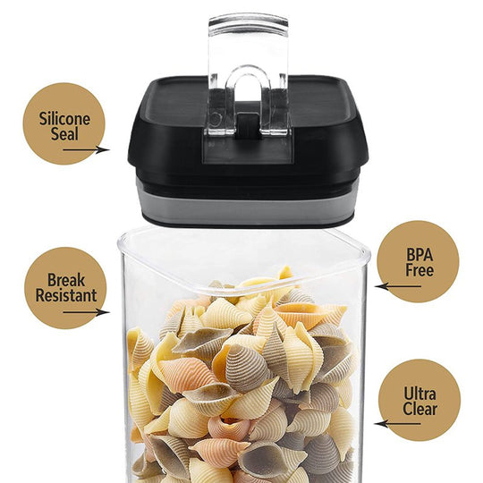 7 Pieces Airtight Food Storage Container Set Kitchen Organization Cereal Containers Storage with 8 Labels & Chalk Marker BPA Free Clear Plastic Kitchen and Pantry Organization Containers