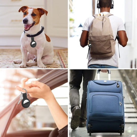 4 Pack Air Tag Keychain for Apple Air Tag, Silicone Airtag Protective Tracker Cover with Loop Key Ring