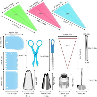  Piping Bags and Tips Set, 72 Pcs Cake Decorating Supplies Kit,Cake Decorating with 20 Frosting Bags, 42 Icing Tips Pastry, Cookie, Cupcake and Baking Supplies