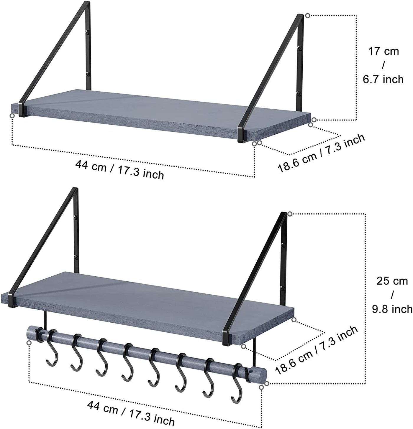 Set of 2 Floating Shelves Wall Mounted 