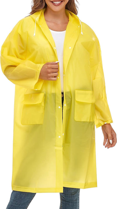 Raincoats For Women Men Reusable Portable Waterproof EVA Long Rain Ponchos with Hoods