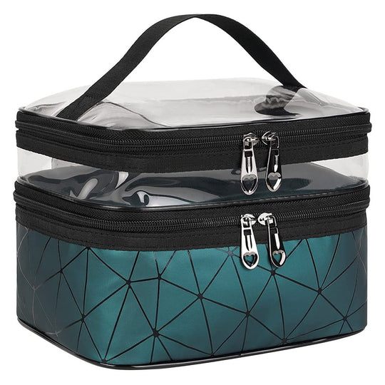 Makeup Bag Cosmetic Bag Travelling Make up Bag Organizer Travel Cases for Women Girls Reusable Toiletry Bags(Dark Green)