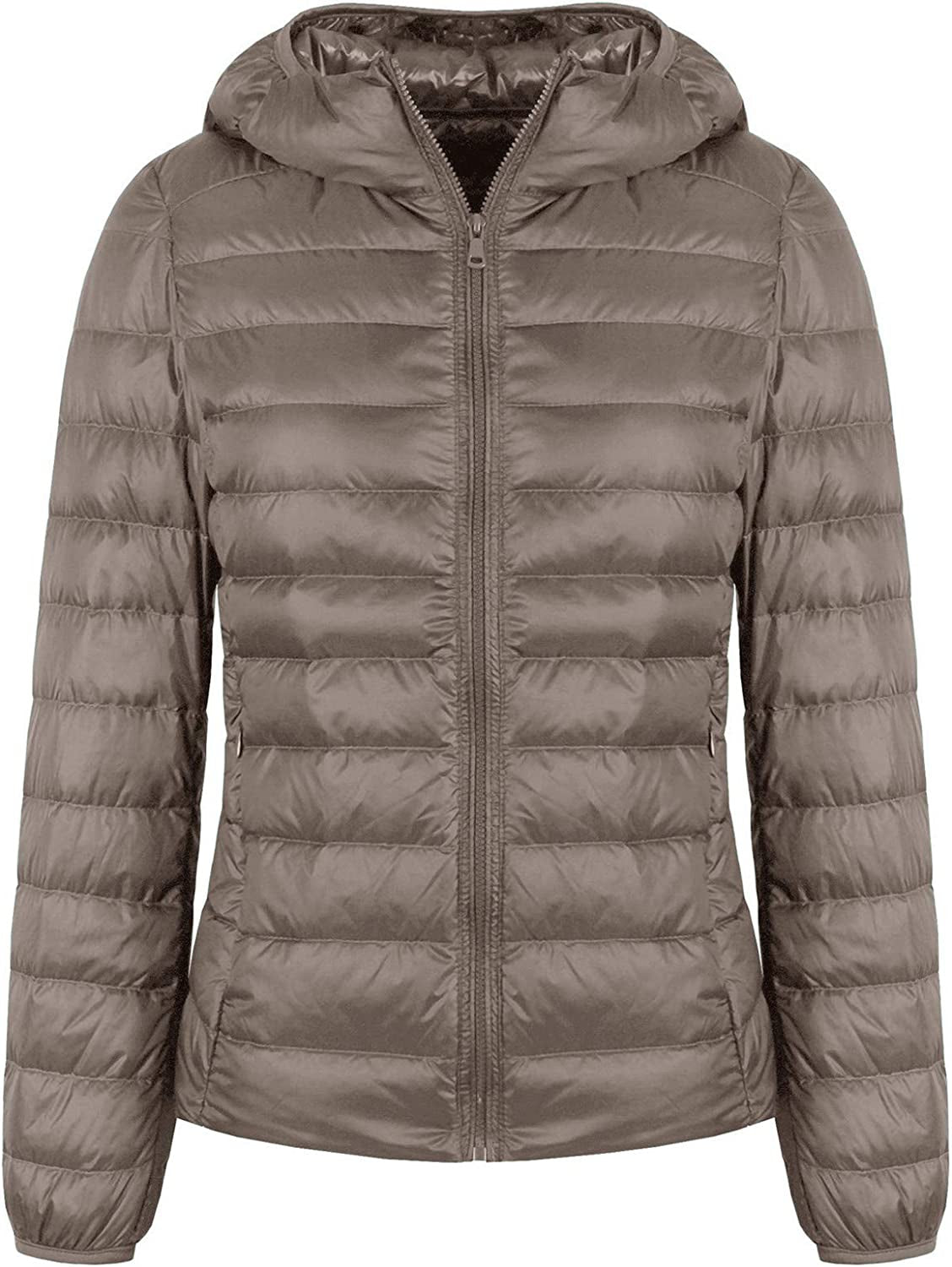  Light Weight Packable Down Coat with Hood and 2 Pockets