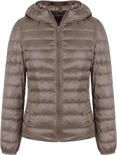  Light Weight Packable Down Coat with Hood and 2 Pockets
